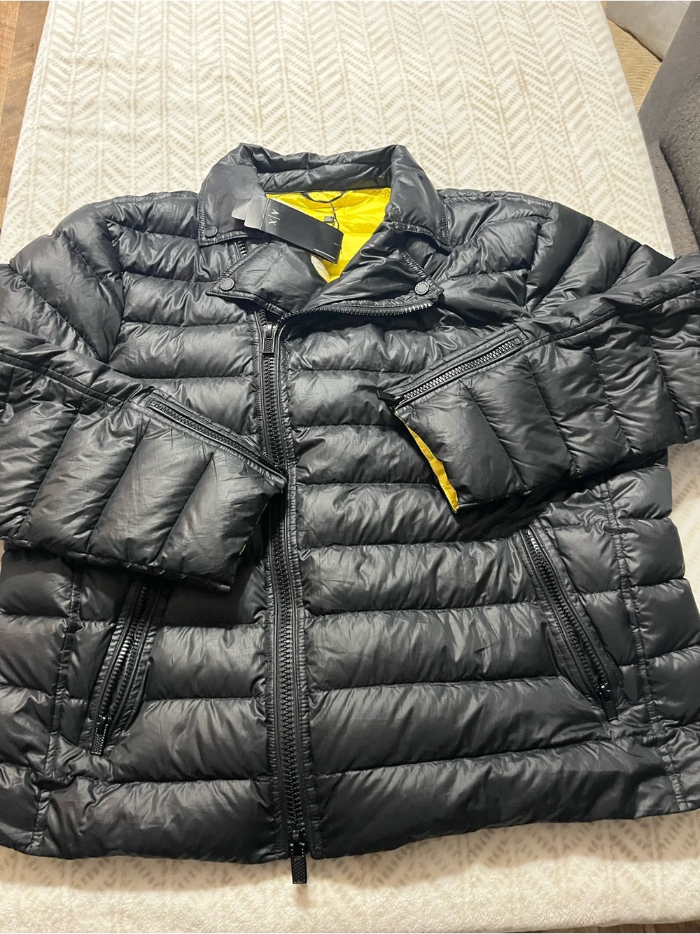 Armani Exchange puffer jacket women XXL with Yellow lining